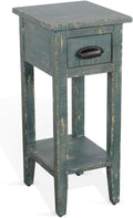 Sunny Designs Marina Farmhouse Mahogany Wood Chair Side Table in Sea Grass Green by Sunny+Designs
