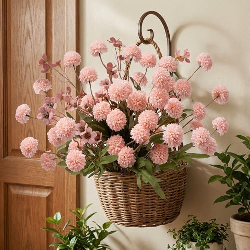 Mixed 10 Pcs Artificial Pompon Mum Set-8 Chrysanthemum & 2 Rose Red Daisy, Pink Silk Faux Flower for Vase Fall Floral Arrangements Wedding Centerpiece DIY Home Indoor Outdoor Decor (No Vase) - Image 4
