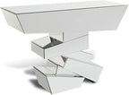 ZURI Furniture Modern Naxos Console Table Mirrored Glass Finish Sharp Geometric by ZURI