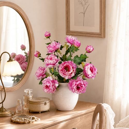 Silk Peonies Artificial Flowers, Purple Red, 4PCS, 31.5'' Long Stem - Image 6
