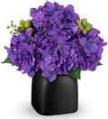 Briful Faux Purple Hydrangea Arrangement, Matte Black Vase Centerpiece by Briful