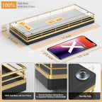 Wooden Decorative Tray, Oak 11.2" L Coffee Table Tray for Kitchen Countertop Soap Sponge Holder Candle Nightstand Table Centerpieces for Dining Room Decor Black Gold - Image 2