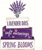 Spring Decoration Wooden Tiered Tray Decor – Rustic Lavender Days Stacked Block Sign with Lavender Flower Topper – Farmhouse Tabletop Spring Decor for Living Room Shelf Kitchen Coffee Bar Seasonal Home Display by Unknown