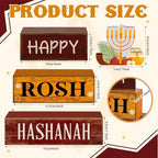 Yuntau 4 Pcs Rosh Hashanah Table Decor Wood Sign Jewish Tiered Tray Decor - Image 3