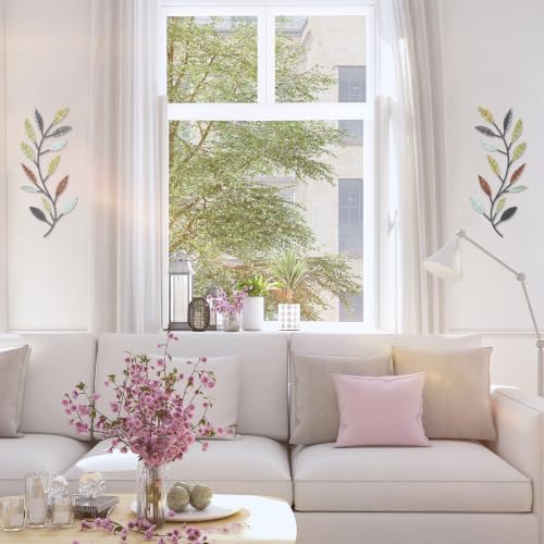 Zhengmy 2 Pcs Metal Leaf Wall Art Vine Branch Decor,Multi Color - Image 6