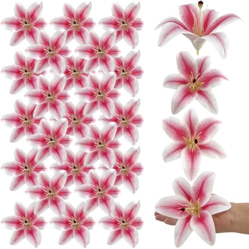 Large Artificial Lily Heads with Stamen, Light Pink, 25 Pack by Unknown