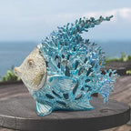 Hodao Sea Coral Fish Figurines Decoration Summer Beach Coastal Decor Coral Reef Angelfish Home Office Desk Decor Statues for Tabletop Shelf Bathroom Decoration Ornament Gifts for Mom (Blue) - Image 4