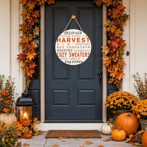 Hello Fall Decorations for Home, Fall Wooden Door Sign - Image 3