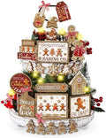 Shellwei 24 Pcs Christmas Tiered Tray Decor, Gingerbread Wooden Table Sign by Shellwei