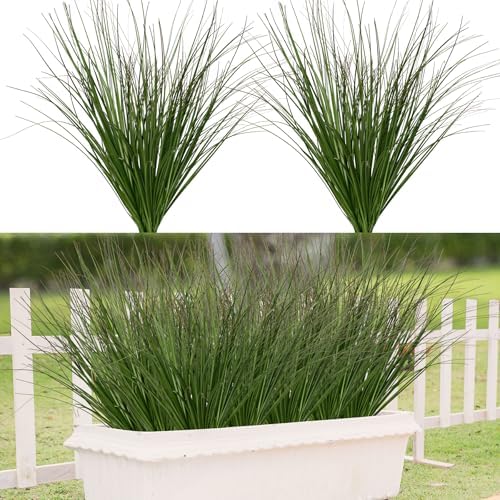 Ttranewsoo 12 Pcs 17 Inch Artificial Wheat Grass Plants, Fake Grass Greenery with Long Leaves, Faux Ornamental Fountain Grass for Outdoor Planters, Porch Pots, Patio and Home Decor - Image 3
