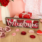 Vintage Valentine's Day Decorations for Office, Home, Table, Mantel, Shelf, Desk, 3 1/2 x 11 Inch Retro Valentine's Love Sign, Wooden Valentine Decor Sign, Farmhouse Red Pink Decoration (Valentines) - Image 3