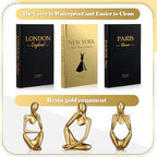 Feifeiya 6 Pcs Gold and Black Color Decorative Book & Thinker Statue Set - Image 4
