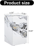 End Table, Side Table Living Room Table, Faux Marble Sofa Couch White Bedside - Image 2
