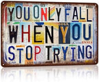 Vintage You Only Fail When You Stop Trying Metal Sign Tin Signs by JBYMsign