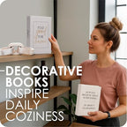 Modern Decorative Books Set of 2 Premium Linen Hardcover Faux Book Box with Reliable Magnetic Closure & Paulownia Wooden Chain - Image 2