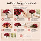Mandy's 10 Stems Red PU Poppy Artificial Flowers - Image 6