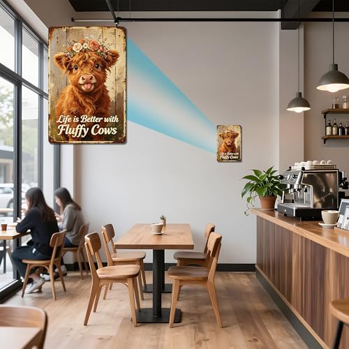 Flower Crown Fluffy Highland Cow & Life Is Better With Fluffy Cows Quote, Rustproof Aluminum Vintage Wall Sign,Rustic Farmhouse Entryway Home Decor, Multipurpose Indoor Outdoor Hanging Plaque 8×12 Inch - Image 3