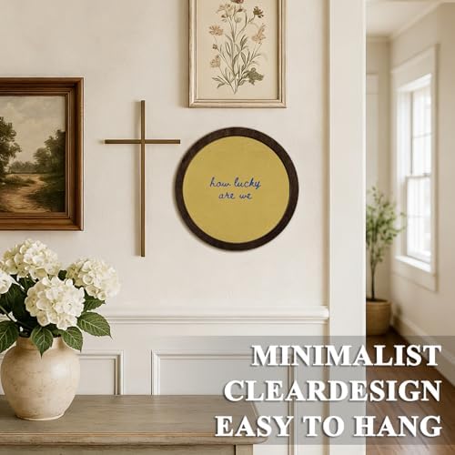 CFFJLHN How Lucky Are We Wall Art, Motivational Wall Decor Inspirational Positive Affirmation Vintage Round Wooden Wall Art Decor for Bedroom Living Room Home Office, 10x10 Inch - Image 5