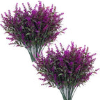 Artificial Plants Fake Lavender Plastic Flowers Faux Shrub Simulation Greenery Leaves Bushes for Indoor Outdoor Home Decor Garden Office Yard Verandah Wedding Decoration Planting Filler Fuchsia 8 Pack by CATTREE