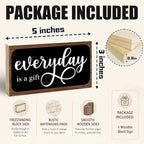 3x5 Inspirational Wooden Block Sign, Everyday Is a Gift, Dark Brown - Image 2