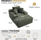 Oversized Boneless Chaise Sofa Bed, Corduroy Chaise Lounge Chair Indoor - Image 2