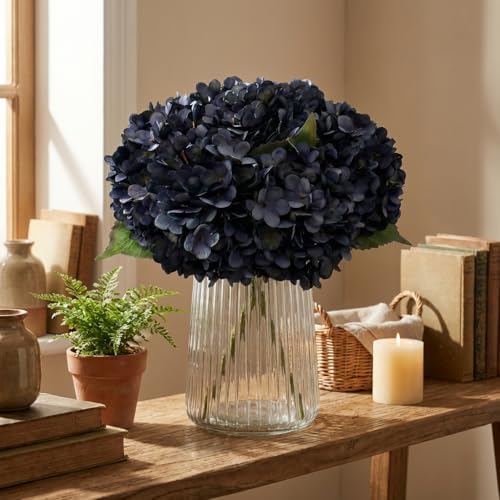 6Pcs 13" Dark Gray Hydrangea Artificial Flowers - Image 6
