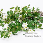 Heleze 3 PCS 43.3 Inch Artificial Greenery Stems Fake Branches with Leaves for Vase Faux Plants Silk Flowers for Home Decor Indoor Serenity Blossoms White - Image 2