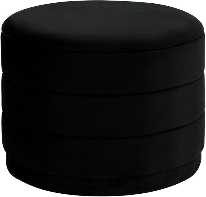 23" Upholstered Round Velvet Ottoman by CAIPINFUL