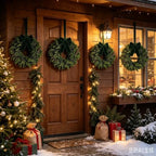 4 Pcs Small Christmas Hanging Wreaths with Artificial Cedar Pine Greenery Dark Green Velvet Ribbon Mini Cabinet Wreath for Porch Front Door Window Wall Farmhouse Rustic Christmas Winter Holiday Decor - Image 7