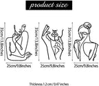 Photect 3 Pcs Metal Wall Art Minimalist Woman Line Decor, Cute, Black - Image 3