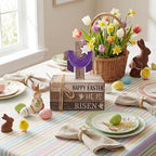 4 Pcs Table Decorations Tiered Tray Decorations Mini Wooden Books Signs for Office Shelf Classroom Tabletop Bookshelf(Easter) - Image 3