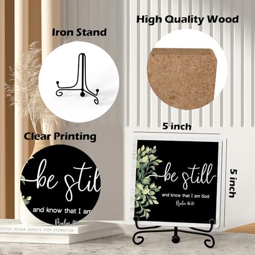 Home Decor, Farmhouse Be Still And Know That I Am God Shelf Decor For Living Room, Christian Gifts For Women Men, Entryway Tv Stand Fireplace Mantle Coffee Table Decoration (Still-11) - Image 2