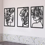 CHENGU 3 Pieces Metal Minimalist Abstract Woman Wall Art Line Drawing Wall Art Decor Single Line Female Home Hanging for Kitchen Bathroom Living Room - Image 2