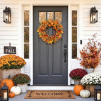 Pinkpum 22" Fall Wreath for Front Door Pumpkin Artificial Wall Decor Autumn - Image 4