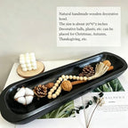 Wooden Dough Bowls Decorative，Rustic Bread Long Bowls Decor Wood Tray, Hand Carved For Table Centerpiece Decor, Home Decor (20 * 6 * 2 inch Black) - Image 4