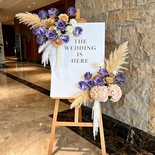 Artificial Roses Fake Roses 20PCS Long Stem Artificial Flowers for Tall Vase Silk Rose Suitable for Indoor Halloween Gothic Decor Wedding Party Decoration DIY Bouquet Autumn,Purple, 23.2In - Image 5