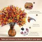 Uieke 15Pcs Fall Artificial Flowers Baby Breath, Burgundy & Orange Flowers - Image 2