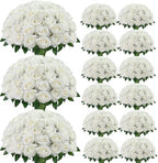 200Pcs White Roses Artificial Flowers, Realistic Silk Fake Roses Bouquet by Yastouay