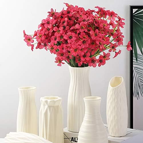 Artificial Outdoor Flowers,8 Bundles UV Resistant Fake Flowers,Artificial Violet Flower Plastic Faux Greenery Plants for Outdoor Garden Porch Window Box Decoration(Rose Red) - Image 2