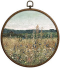 Wildflower Round Wall Art Decor, Floral Field Landscape Circular Wall Art, Vintage Round Boho Home Decoration, Circular Hanging Decor with Hooks for Living Room Bedroom Kitchen Office Decoration, 18 by Unknown