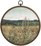Wildflower Round Wall Art Decor, Floral Field Landscape Circular Wall Art, Vintage Round Boho Home Decoration, Circular Hanging Decor with Hooks for Living Room Bedroom Kitchen Office Decoration, 18 by Unknown