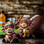 Wesiti 2 Pcs Highland Cow Figurines Football Resin Set Helmet Trophy - Image 5