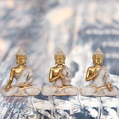 Buddha Statue for Home Decor Gold 4.3'' Set of 3-Small Buddha Statues for Zen Decor-Table Desk Spiritual Decor-Buddha Decor for Living Room-Indoor Buddha Gift for Relaxation, Meditation or Shrine - Image 6