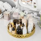 Vanity Tray for Bathroom Counter - 11 Inch Round Gold Decorative Tray - Image 2