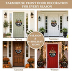 Interchangeable Welcome Sign for Front Door with 4 Seasonal Wreath and 14 Changeable Icons, Bless This Home for Spring Summer Fall Winter All Seasons Holiday, Rustic Round Wood Wreath Door Decoration - Image 2