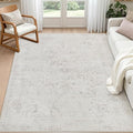 5x7 Area Rugs Living Room: Bedroom Washable Carpet Neutral Cream | Large by Luxturiy