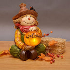 Mark Feldstein Fall Scarecrow Welcome Pumpkin LED Figurine, 10 in - Image 3
