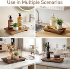 Acacia Wood Pedestal Stand Bathroom Tray Organizer Kitchen Counter Decor - Image 4