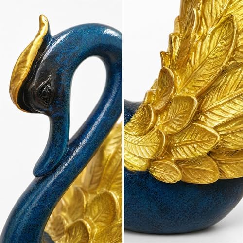 2pcs Swan Statues Couple's Home Decorations for Living Room Decor and Accessories, Sculptures Home Decor for Coffee Table, Book Shelf Decor Accents (Gold) - Image 3
