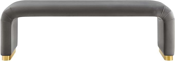 Modway EEI-6734-BRA-STG Koda Performance Velvet Waterfall Long Bench, Brass - Image 5